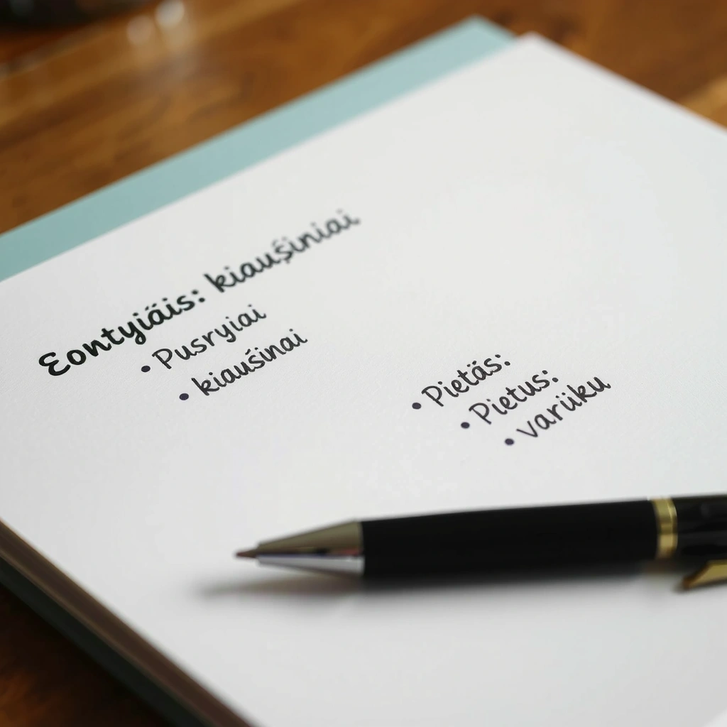 Ranka rašytas dienoraštis ir švarus planas